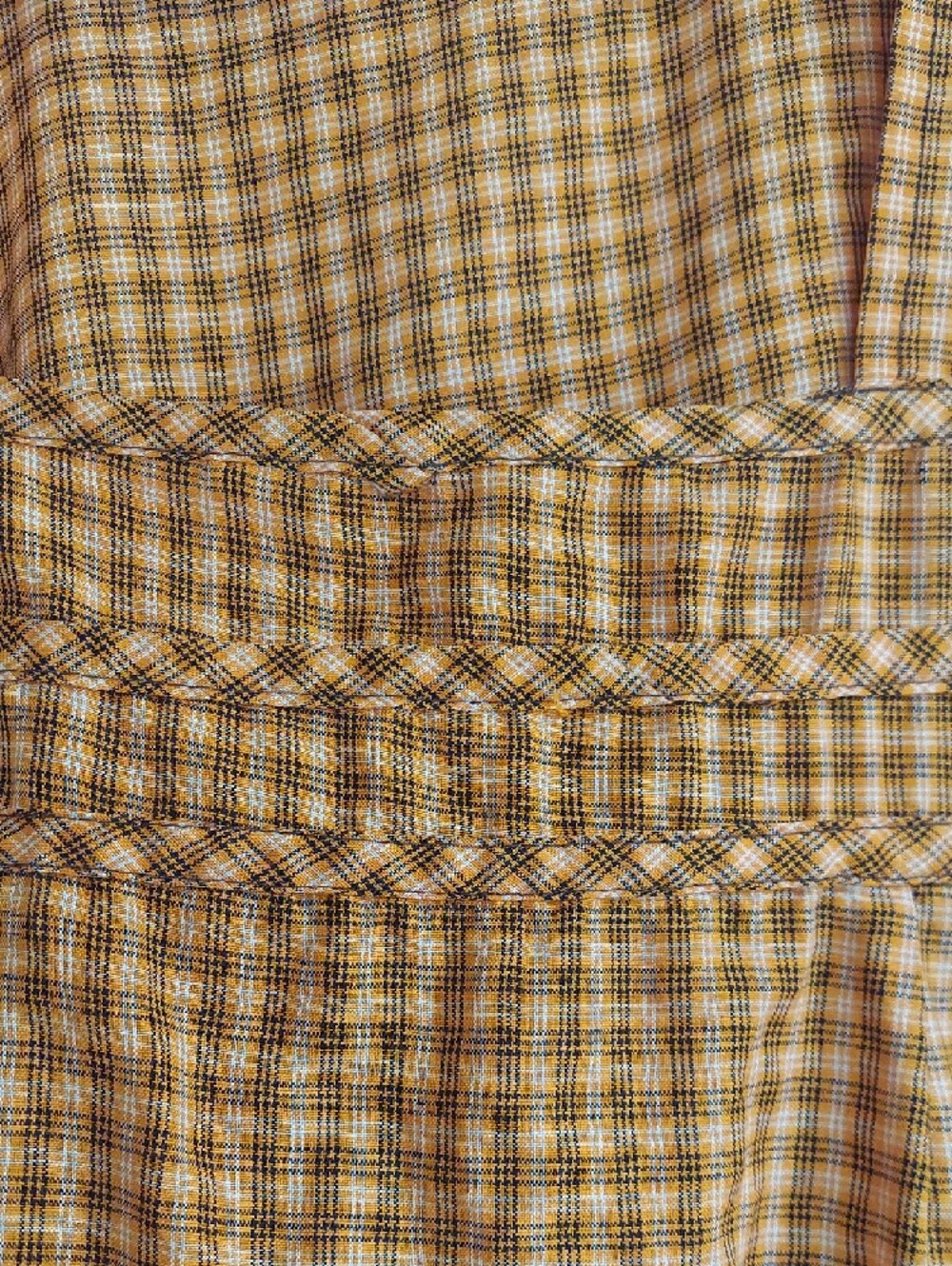 Vintage Orange Checked Pocket Dress with Embroidered Flowers - Picture 4 of 10